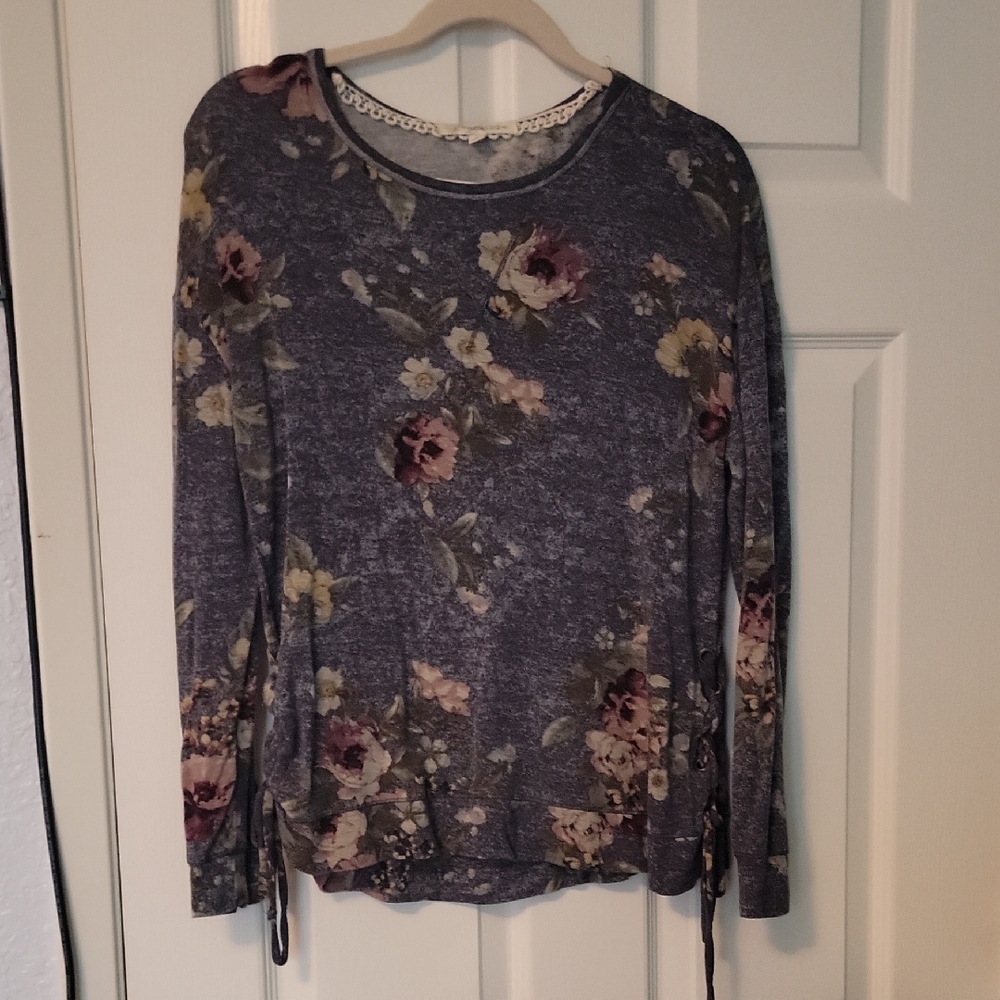 Rewind Purple Floral Long Sleeve Top